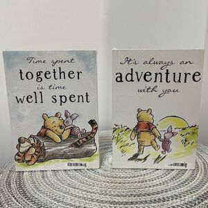 Winnie The Pooh and Friends Wooden Sign Set of 2 NWT